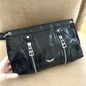 Zadig & Voltaire Sunny Moody Soft Patent Leather Shoulder Crossbody Black Bag